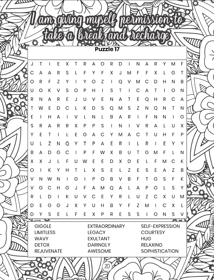anxiety relief word search for adults: a relaxing and inspirational puzzle book with mindful and positive words