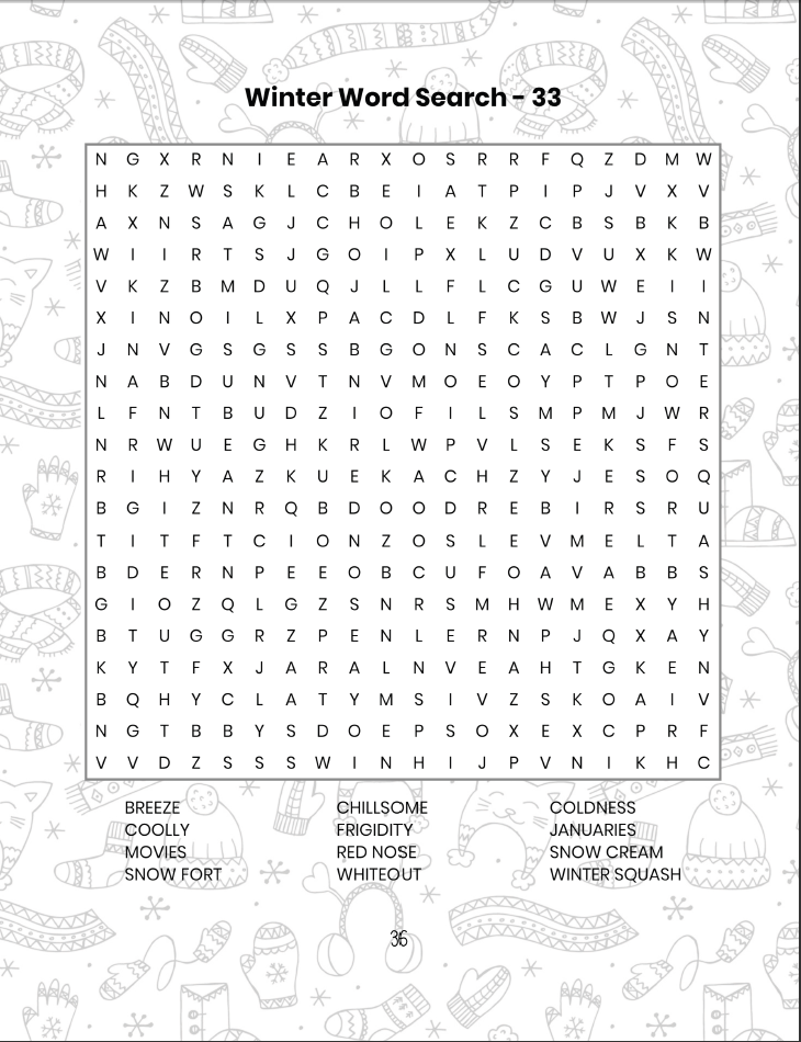 winter word search for adults large print: word find puzzle book for teenagers, and seniors
