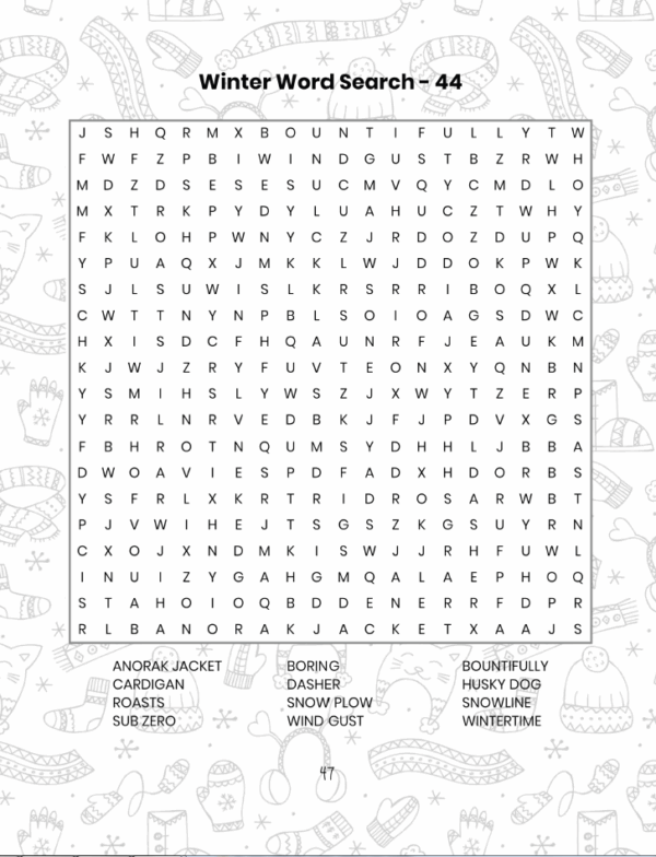 winter word search for adults large print: word find puzzle book for teenagers, and seniors