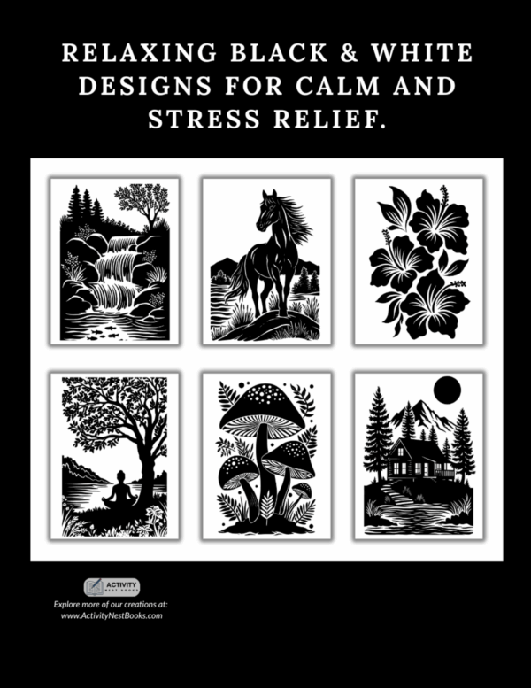 mindful monochrome coloring book for adults