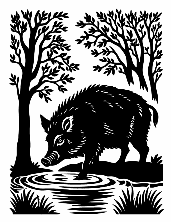 monochrome forest animals coloring book for adults