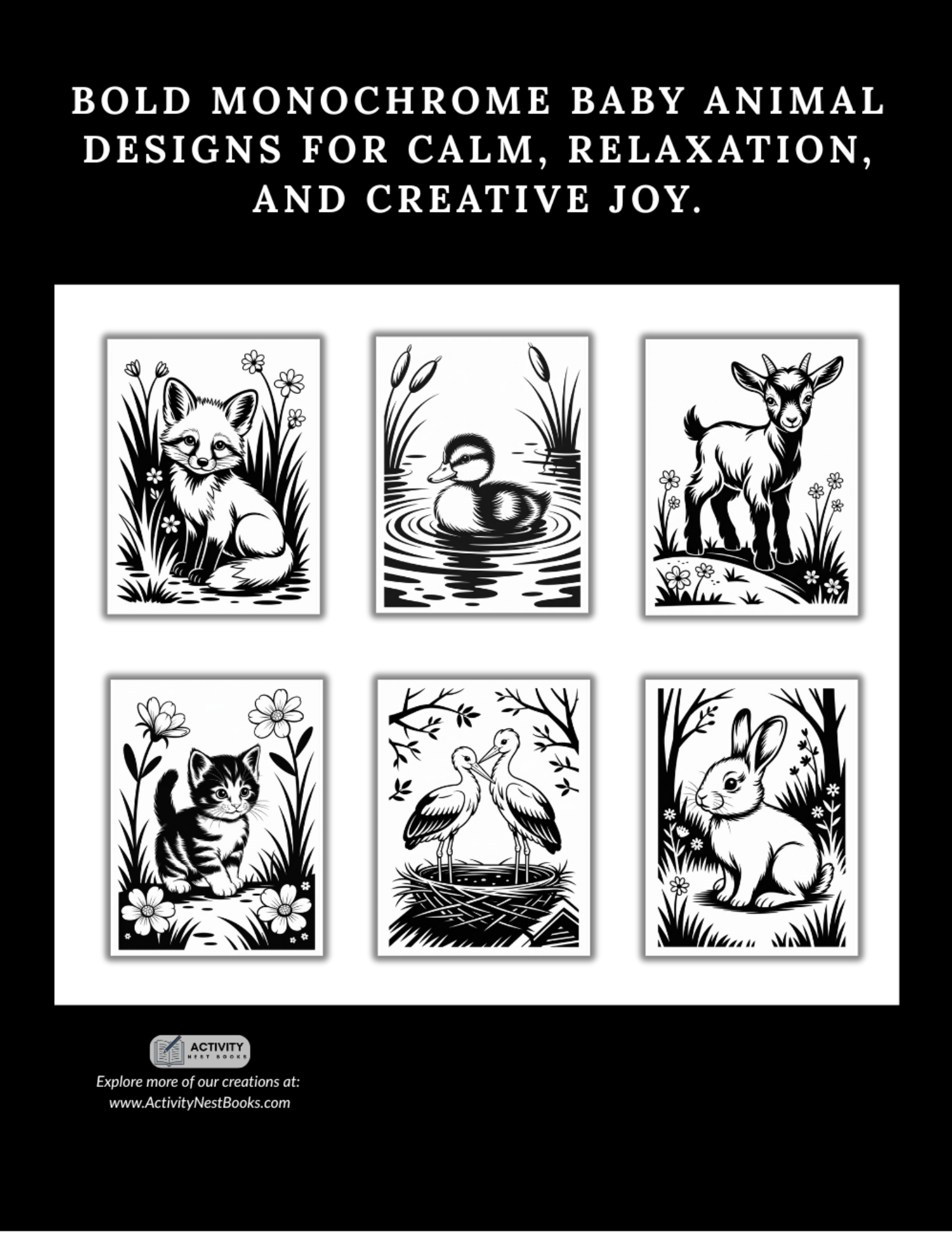 monochrome coloring book spring baby animals monochrome coloring book spring baby animals