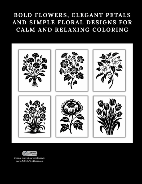 Floral Monochrome Coloring Book for Adults