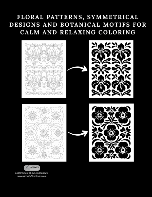 Monochrome Floral Pattern Coloring Book