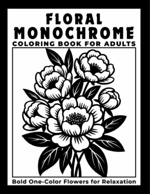 Floral Monochrome Coloring Book for Adults