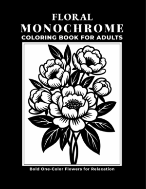 Floral Monochrome Coloring Book for Adults