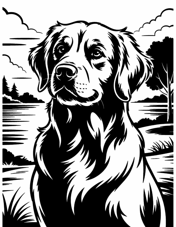 Cozy Monochrome Dog Breeds Coloring Book